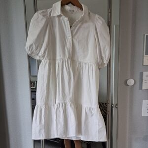 White Puff Sleeve Dress